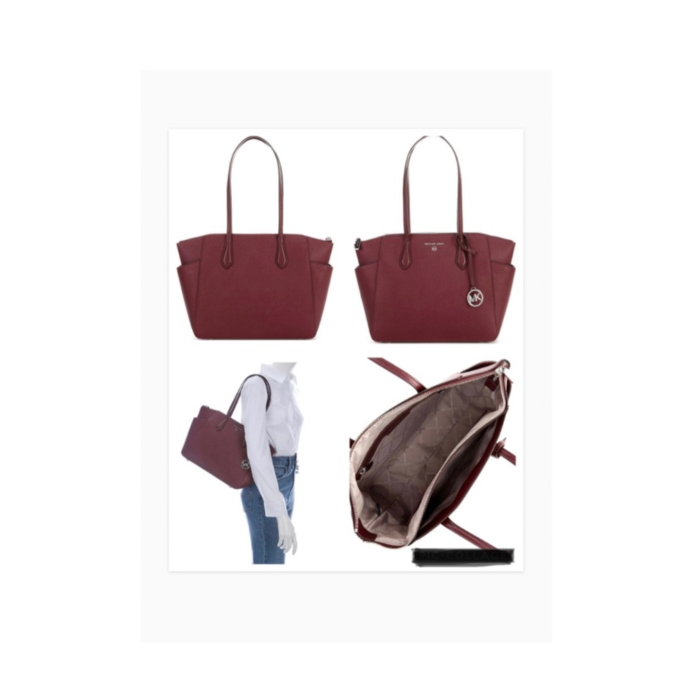 NWT Michael Kors Marilyn Medium Saffiano Leather Top Zip Tote Bag